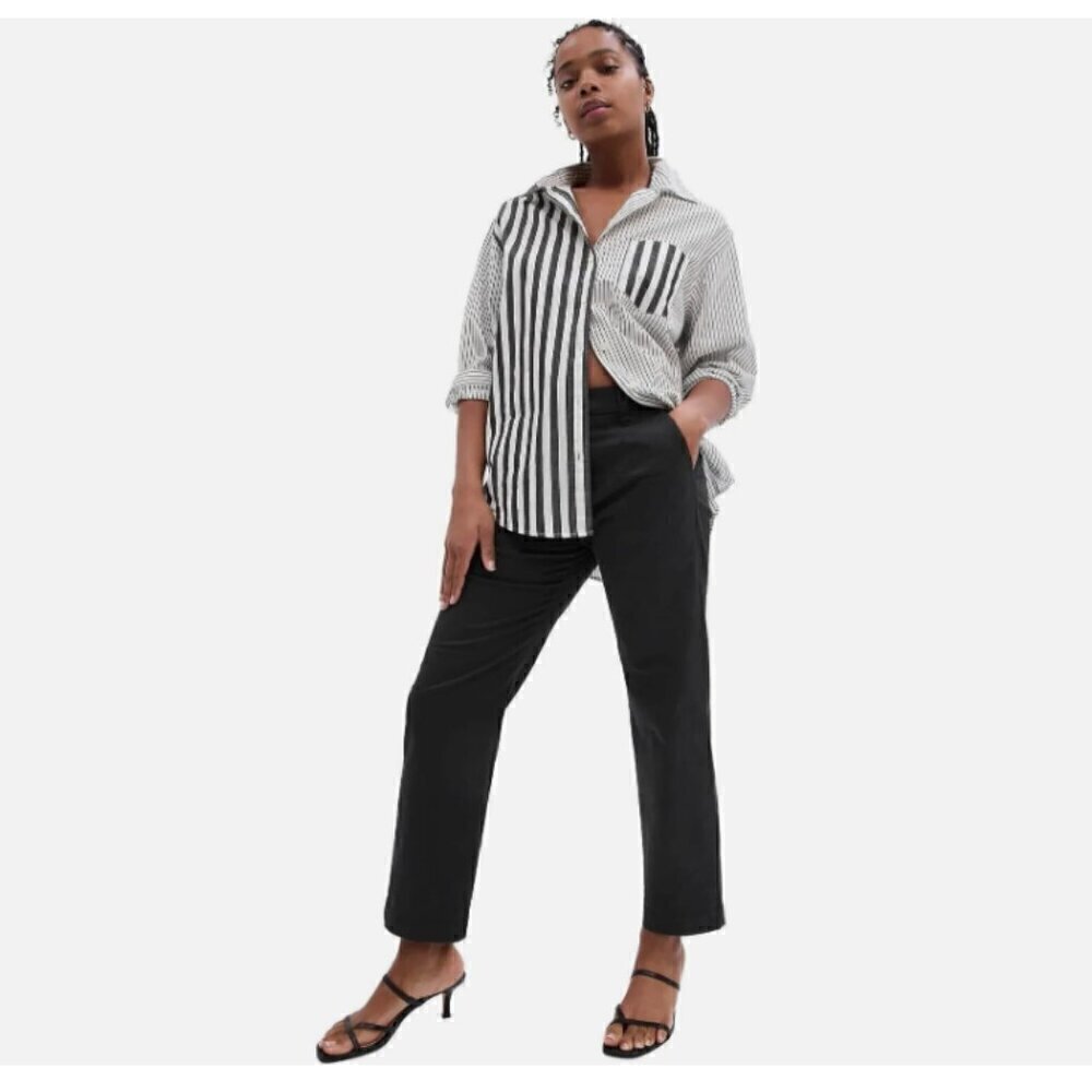 GAP Mid Rise Girlfriend Khakis Moonless Night Washed Black Work Pants Size 2 NWT